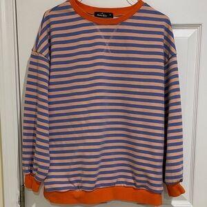 Striped Orange and Blue tunic sweatshirt ladies